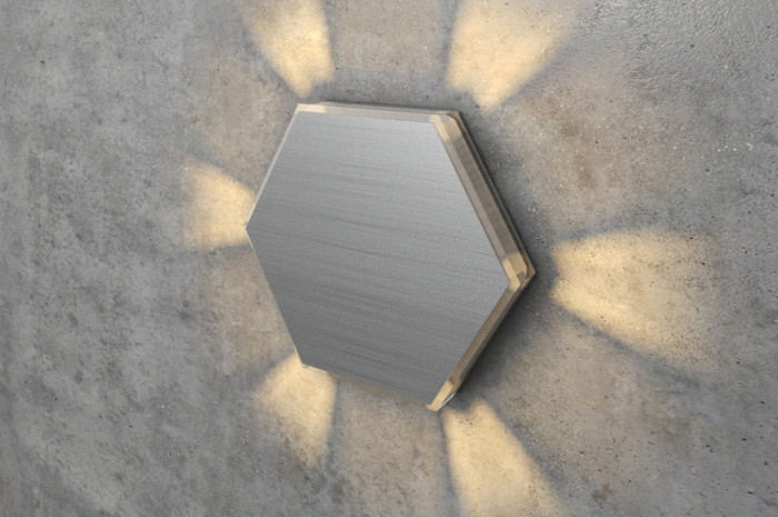 Hexagonal LED Wall Stair Light Integrator IT-780-Alum