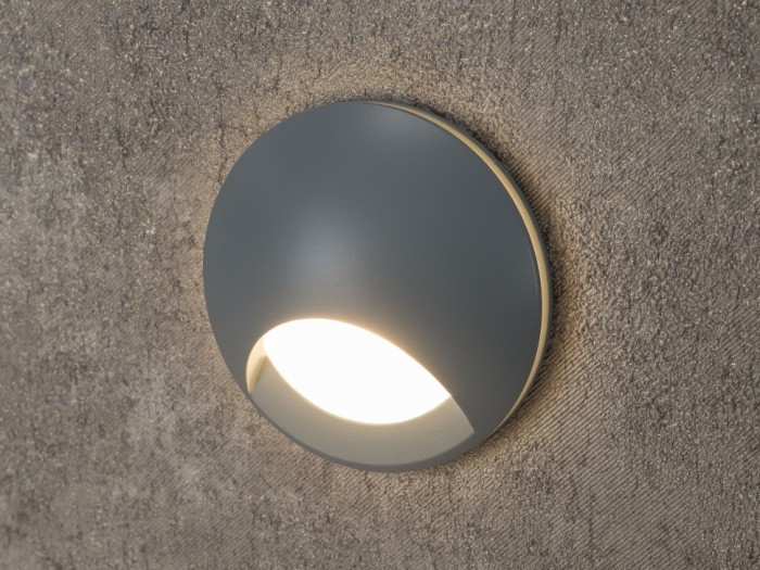 Gray Round LED Wall Stair Light Integrator IT-007 GR AURA